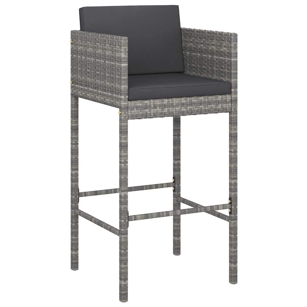 Vidaxl barkrukken 4 st met kussens poly rattan grijs