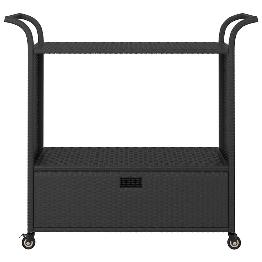 Vidaxl serveerwagen met lade 100x45x97 cm poly rattan zwart