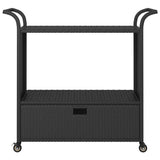 Vidaxl serveerwagen met lade 100x45x97 cm poly rattan zwart