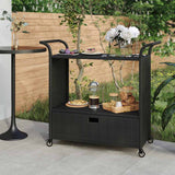 Vidaxl serveerwagen met lade 100x45x97 cm poly rattan zwart