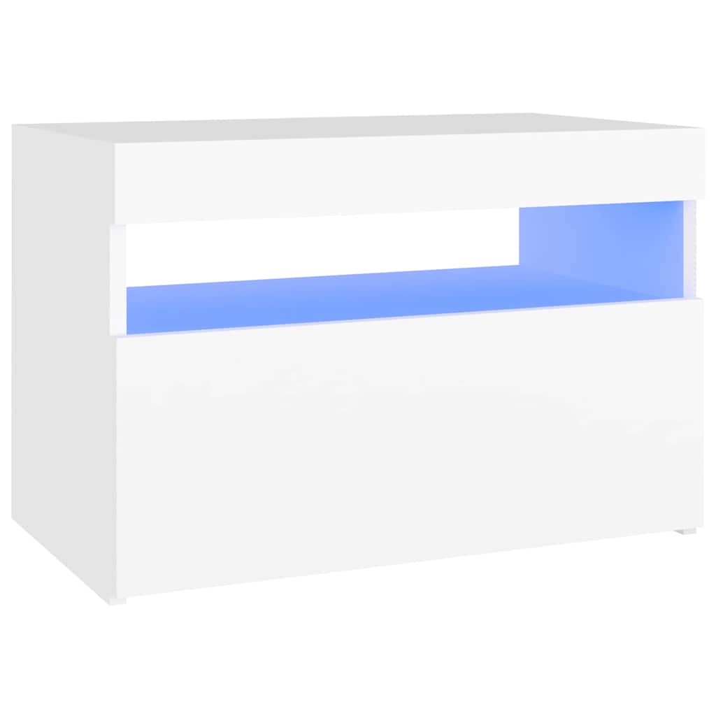Vidaxl nachtkastje met led-verlichting 60x35x40 cm bewerkt hout wit