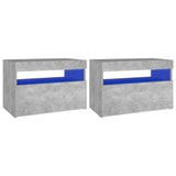 Vidaxl nachtkastjes 2 st met led-verlichting 60x35x40 cm betongrijs