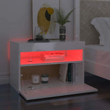 Vidaxl nachtkastjes 2 st led-verlichting 60x35x40 cm hoogglans wit