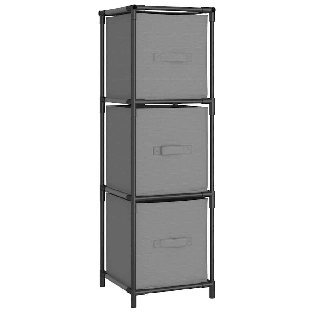 Vidaxl opbergkast met 3 stoffen lades 34x34x101 cm staal grijs