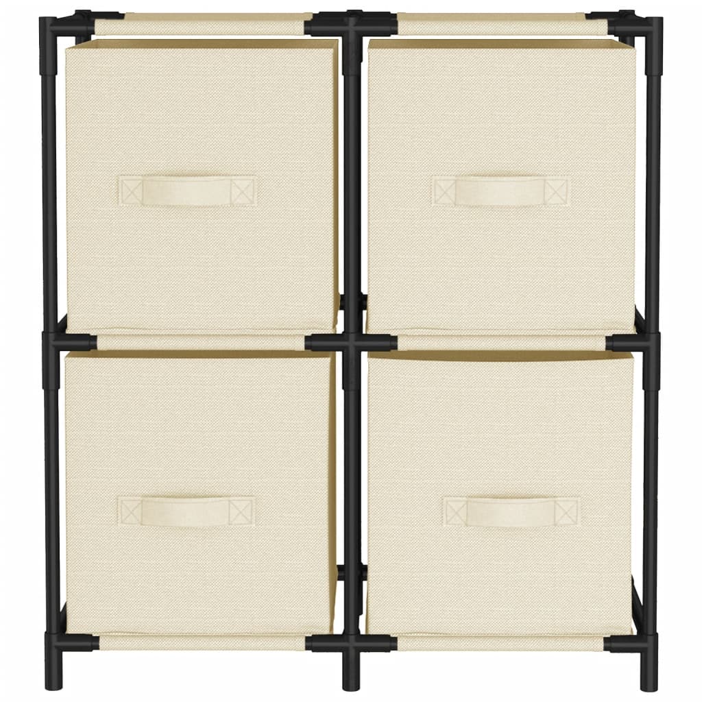 Vidaxl opbergkast met 4 stoffen manden 63x30x71 cm staal crèmekleurig