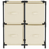 Vidaxl opbergkast met 4 stoffen manden 63x30x71 cm staal crèmekleurig