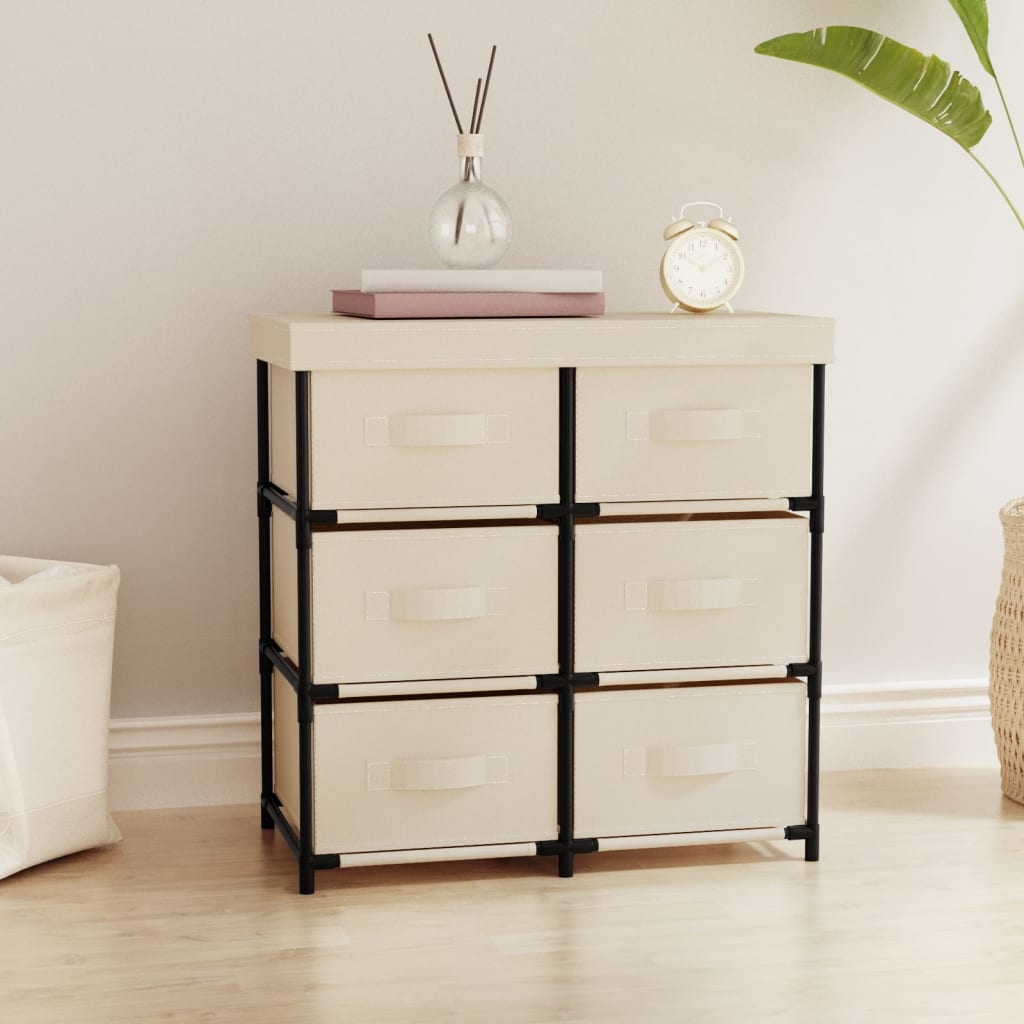 Vidaxl opbergkast met 6 lades 55x29x55 cm staal crèmekleurig
