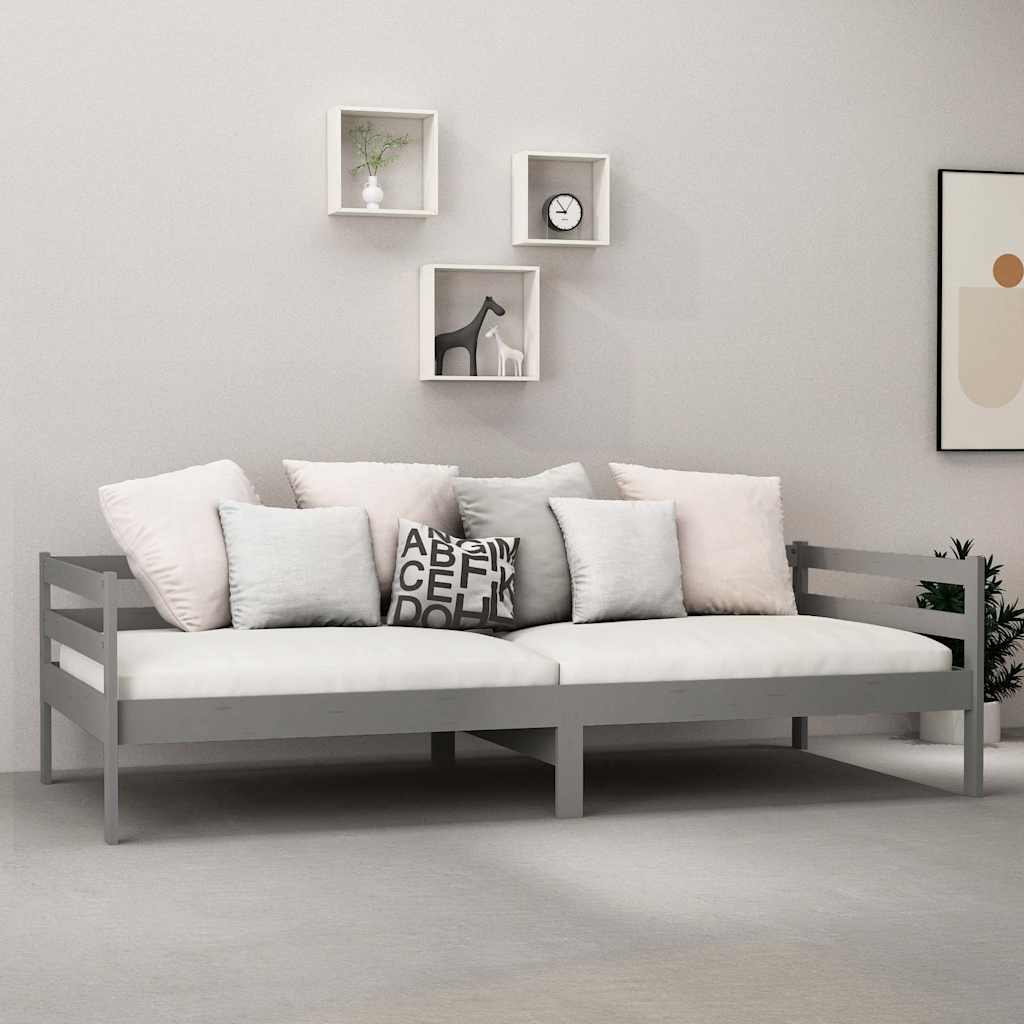 Vidaxl slaapbank massief grenenhout grijs 90x200 cm