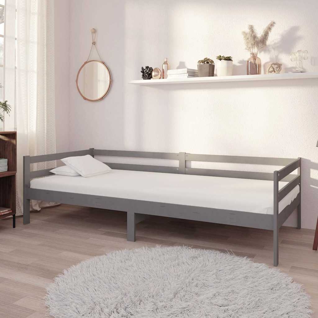 Vidaxl slaapbank massief grenenhout grijs 90x200 cm