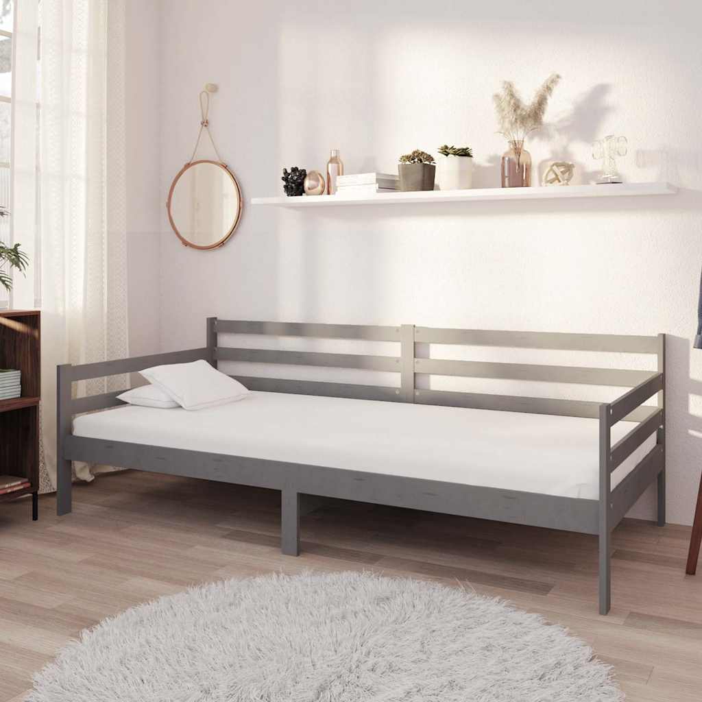 Vidaxl slaapbank massief grenenhout grijs 90x200 cm