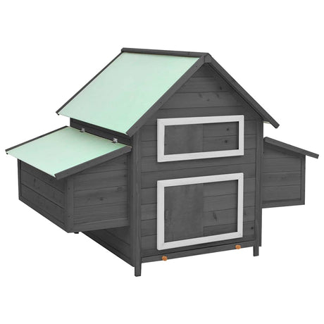 Vidaxl Chicken Coop 150x96x110 cm Solid Poring Grå og hvid