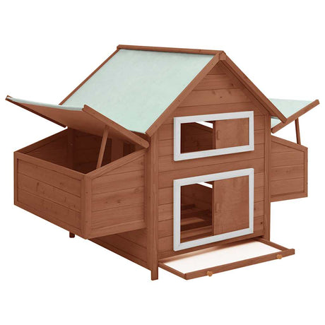 Vidaxl Chicken Coop 150x96x110 cm Solid Pine -Wood mokka -farvet og hvid