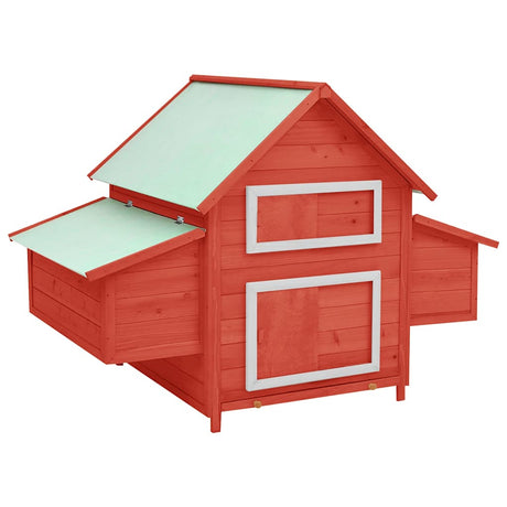 Vidaxl Chicken Coop 150x96x110 cm Solid fyrretræ rød og hvid