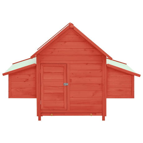 Vidaxl Chicken Coop 150x96x110 cm Solid fyrretræ rød og hvid