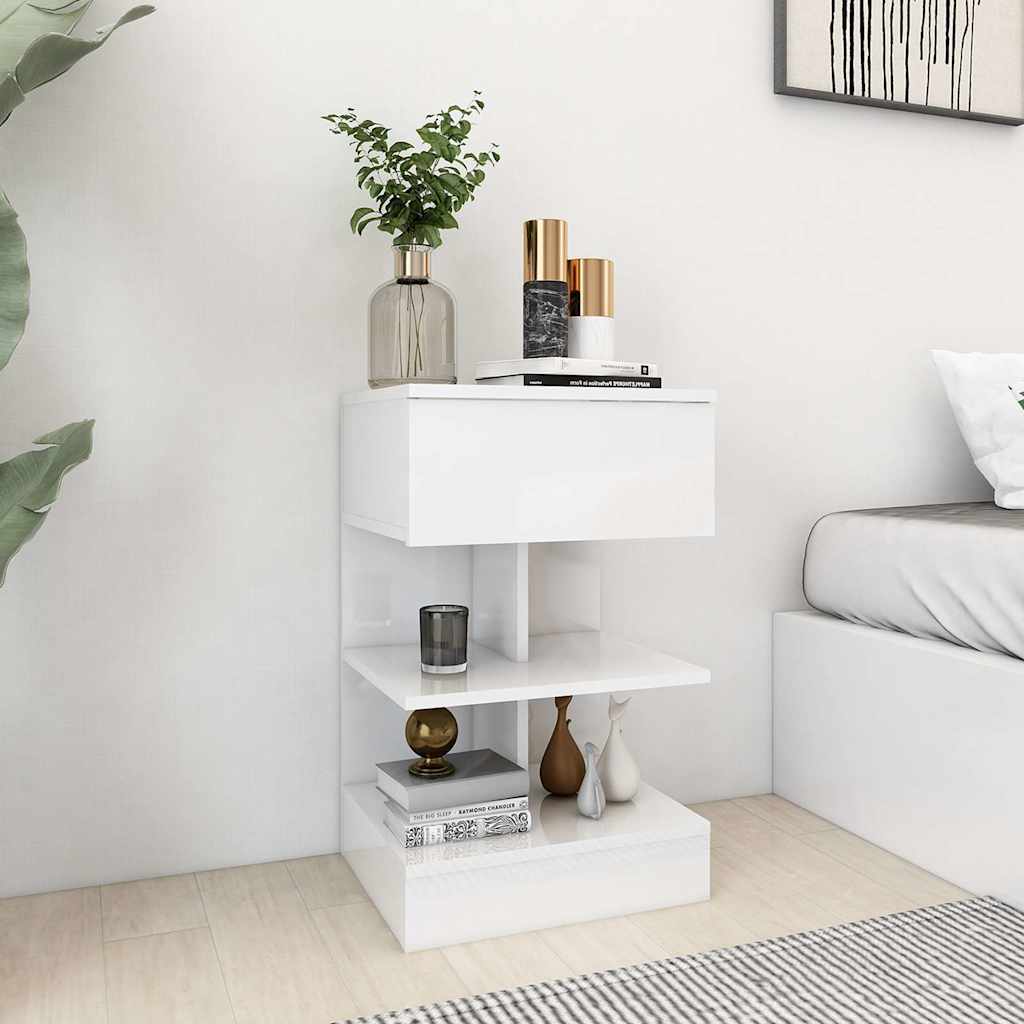 Vidaxl nachtkastje 40x35x65 cm bewerkt hout hoogglans wit