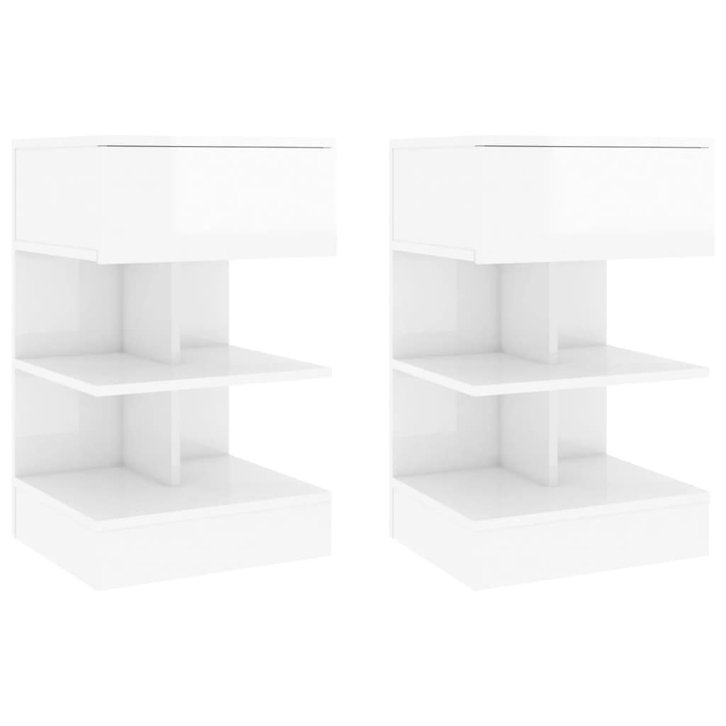 Vidaxl nachtkastjes 2 st 40x35x65 cm spaanplaat hoogglans wit