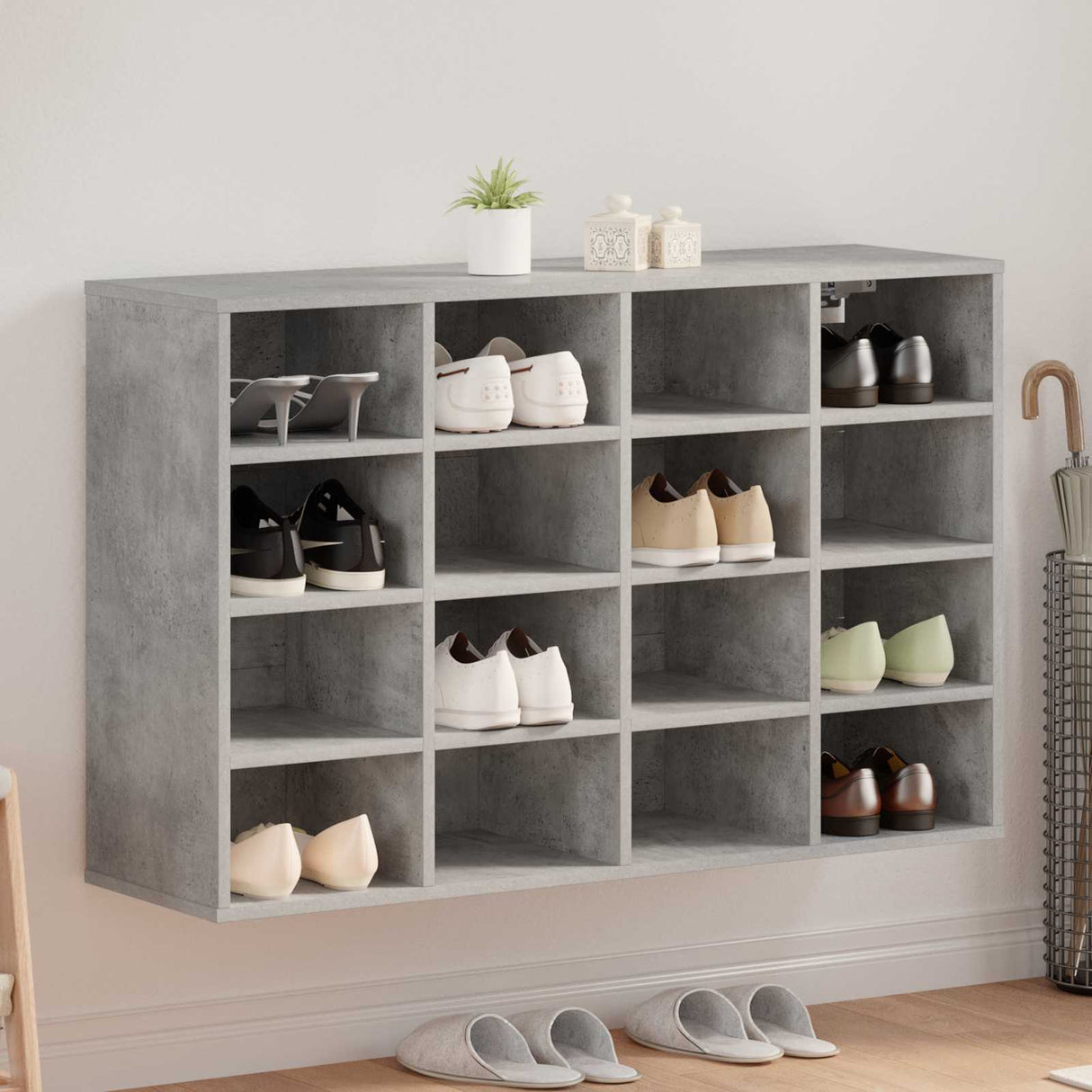Vidaxl schoenenkast met plank betongrijs 103 x 30 x 67 cm bewerkt hout