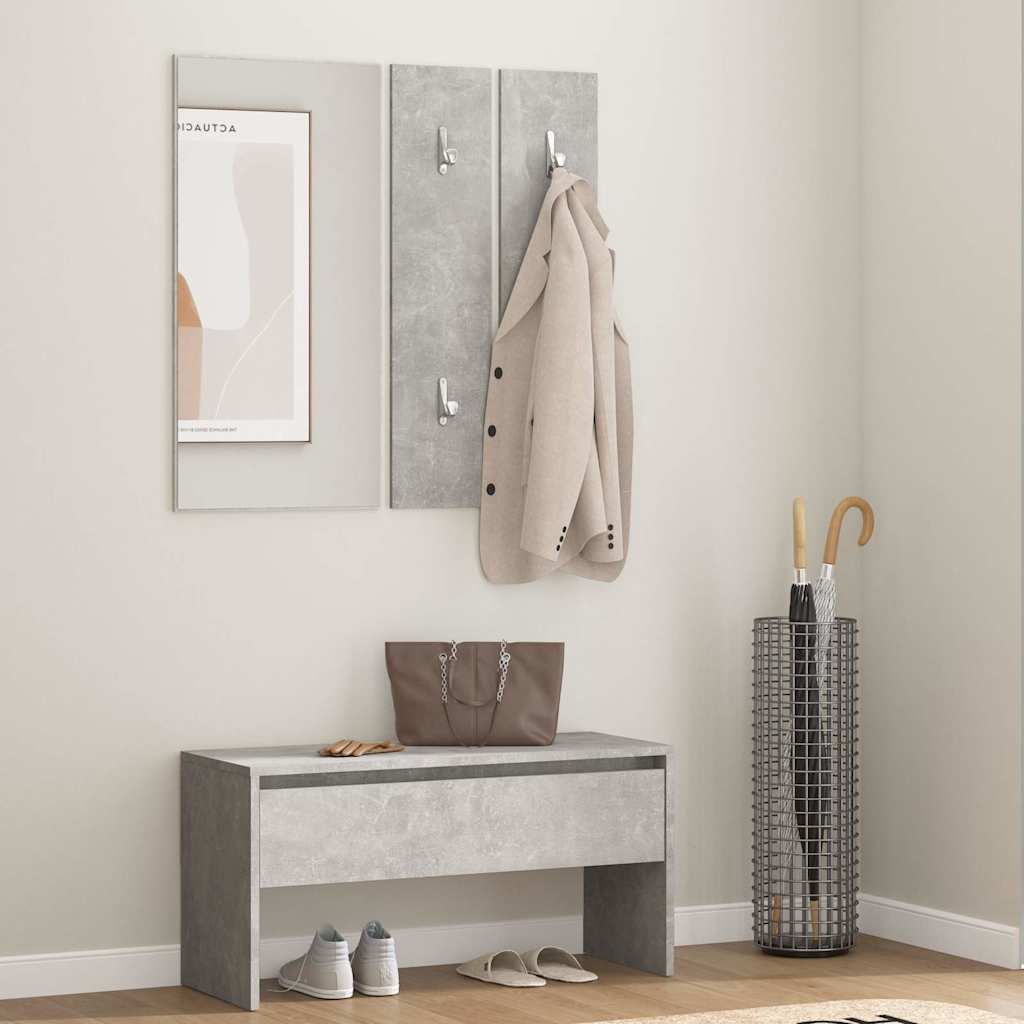 Vidaxl garderobe set bewerkt hout betongrijs