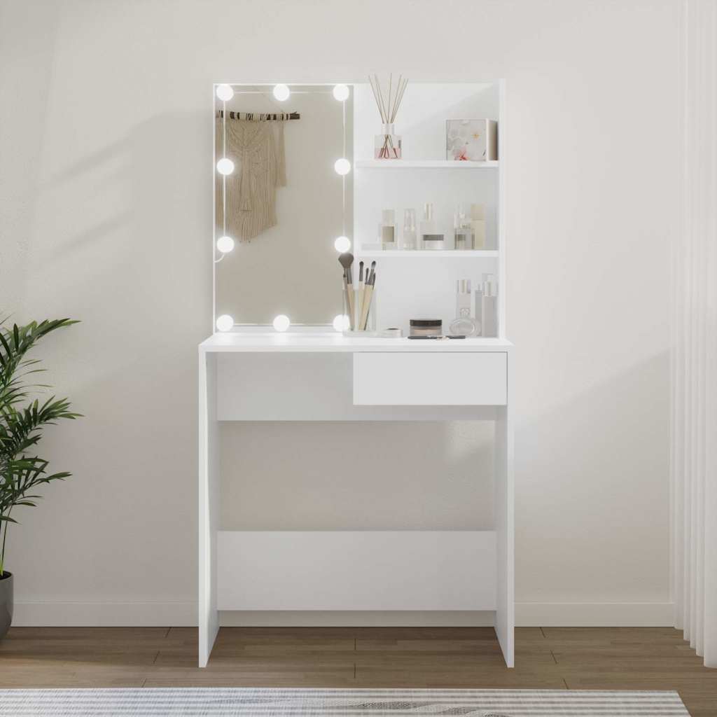 Vidaxl kaptafel met led-verlichting 74,5x40x141 cm wit
