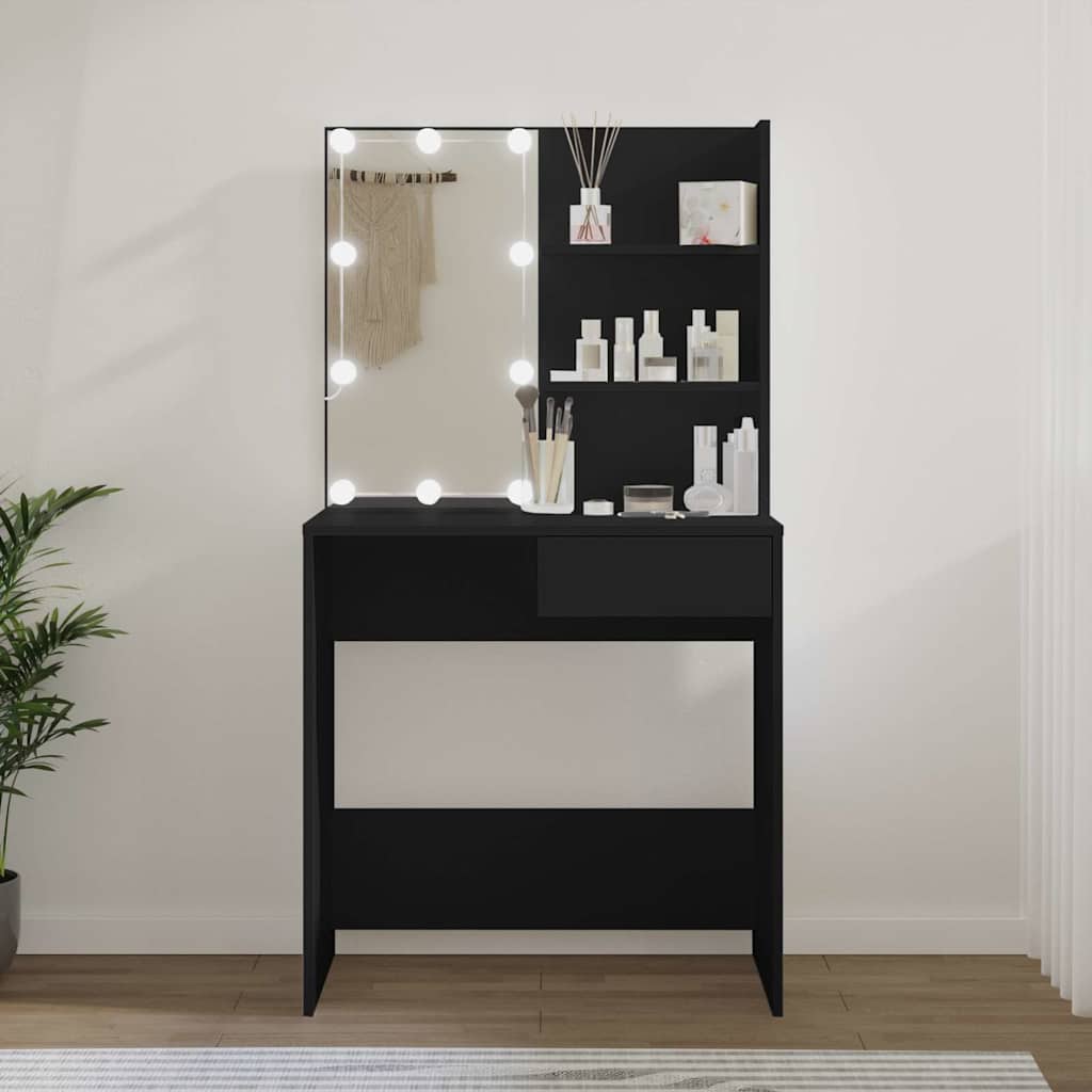Vidaxl kaptafel met led-verlichting 74,5x40x141 cm zwart