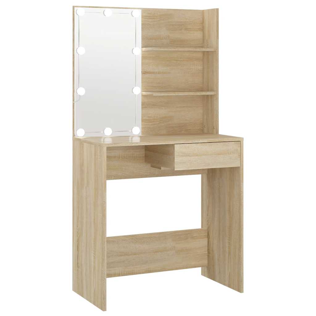 Vidaxl kaptafel met led 74,5x40x141 cm bewerkt hout sonoma eikenkleur