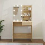 Vidaxl kaptafel met led 74,5x40x141 cm bewerkt hout sonoma eikenkleur