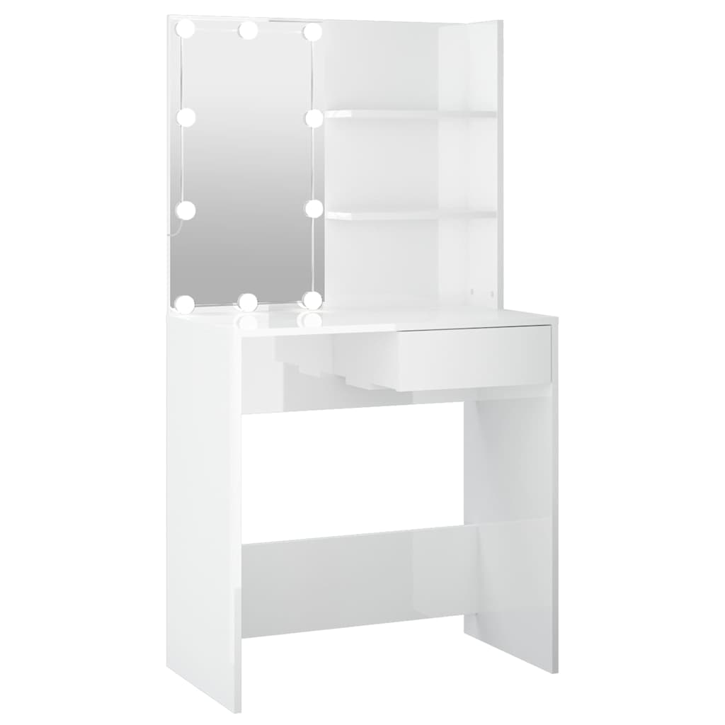 Vidaxl kaptafel met led-verlichting 74,5x40x141 cm hoogglans wit