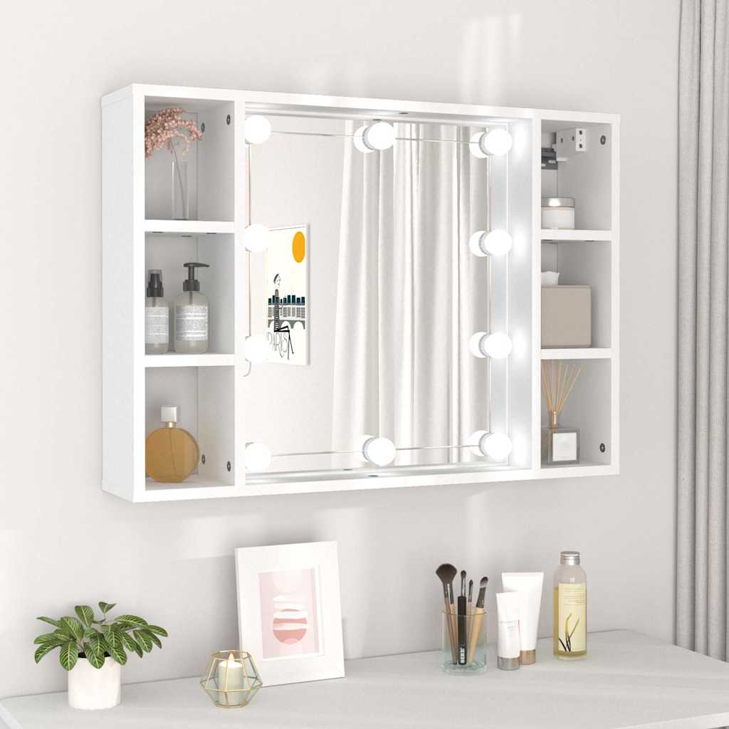 Vidaxl spiegelkast met led-verlichting 76x15x55 cm wit