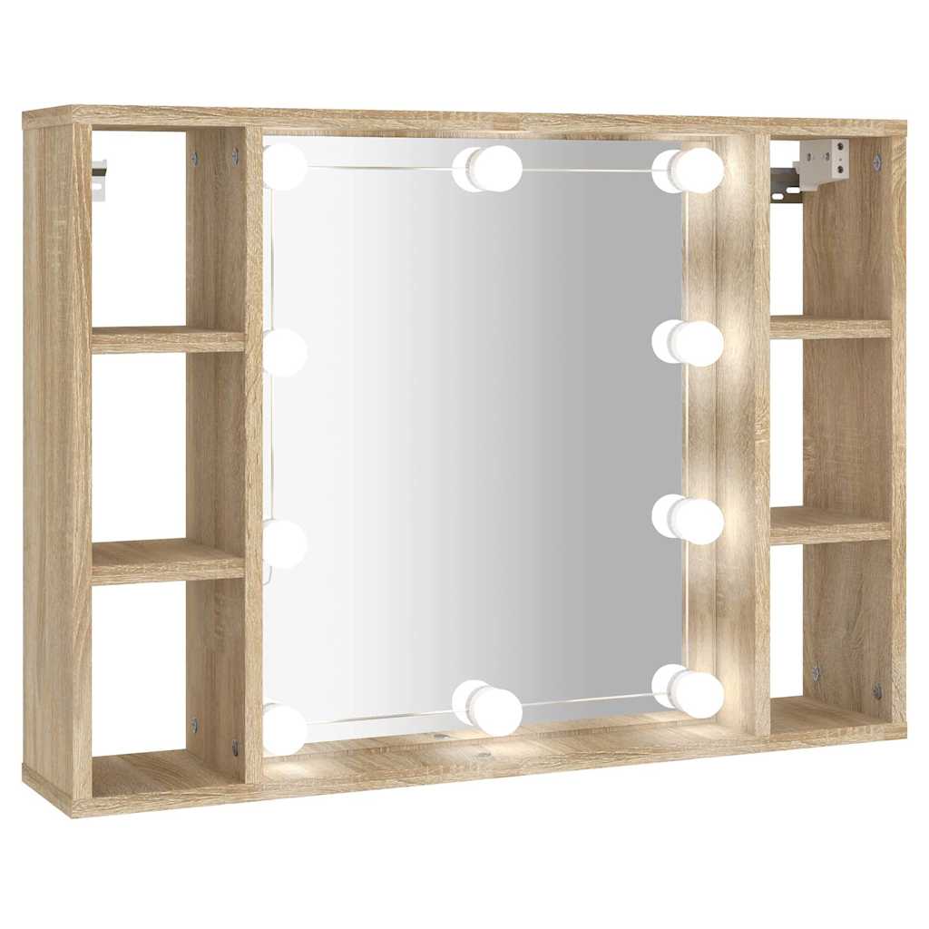 Vidaxl spiegelkast met led-verlichting 76x15x55 cm sonoma eikenkleur