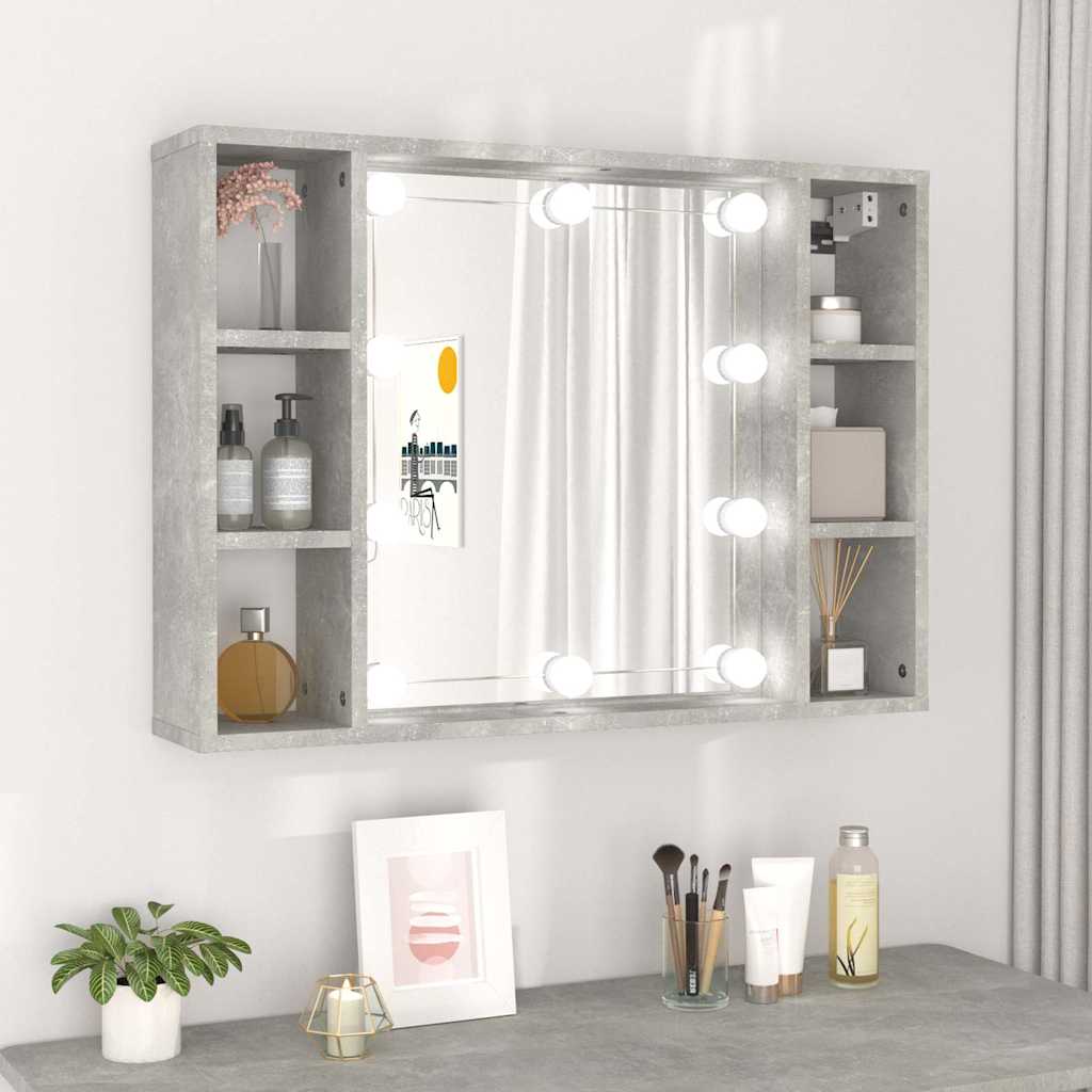Vidaxl spiegelkast met led-verlichting 76x15x55 cm betongrijs