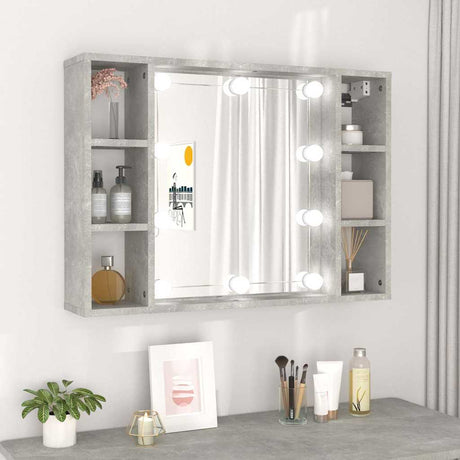 Vidaxl spiegelkast met led-verlichting 76x15x55 cm betongrijs