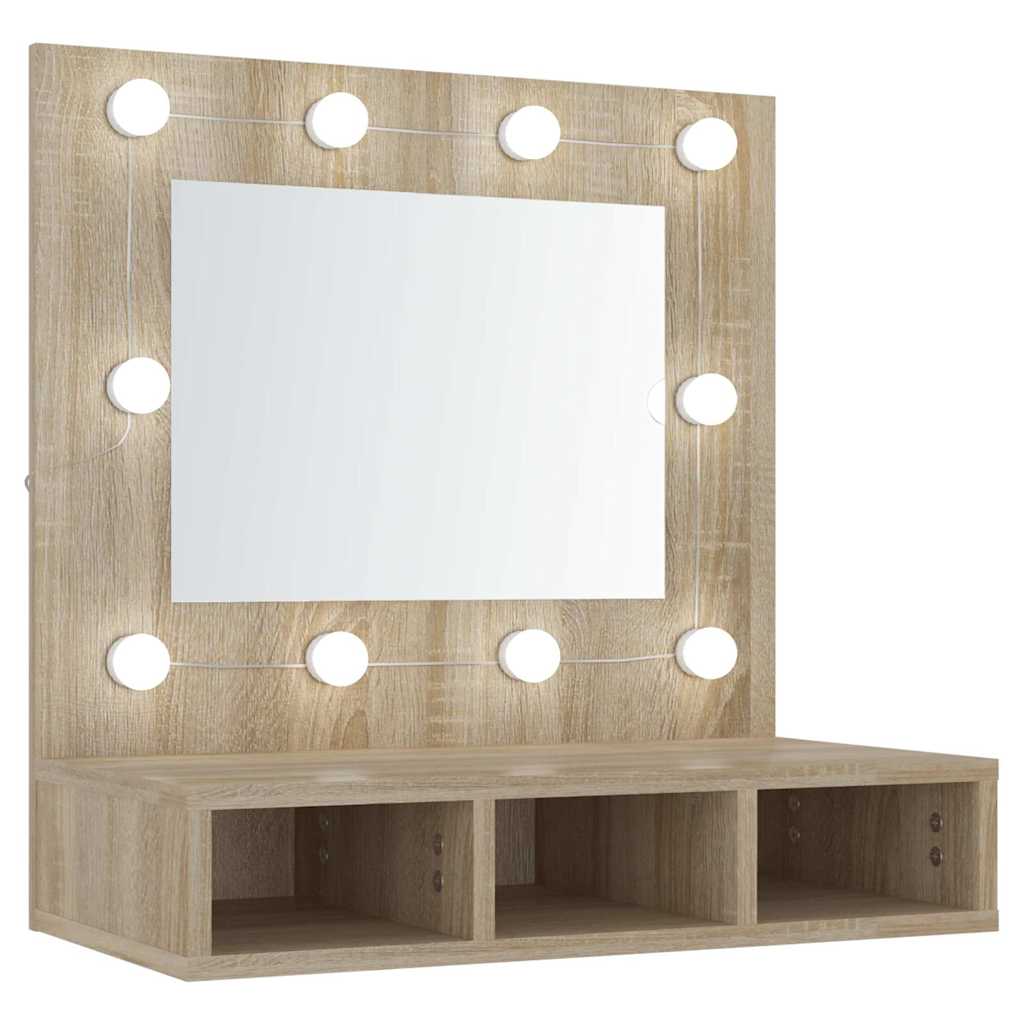 Vidaxl spiegelkast met led-verlichting 60x31,5x62 cm sonoma eikenkleur