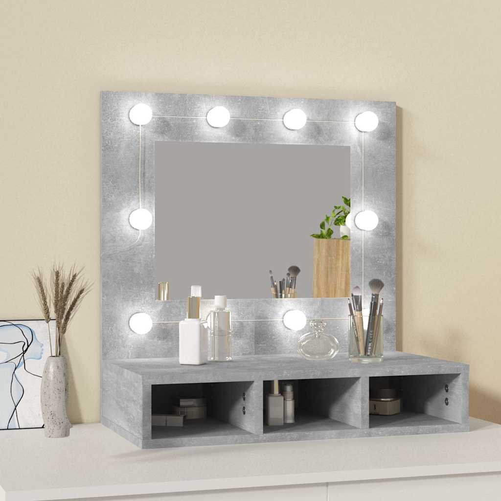 Vidaxl spiegelkast met led-verlichting 60x31,5x62 cm betongrijs
