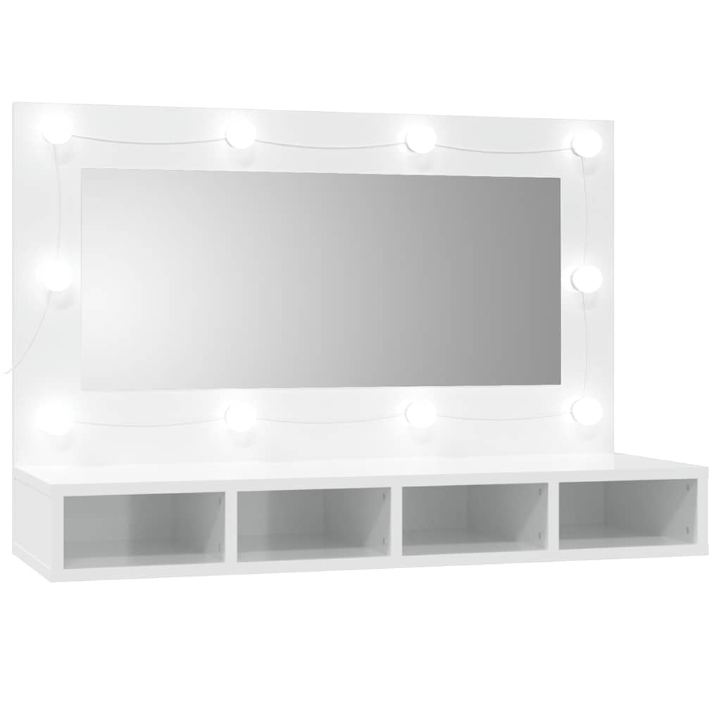 Vidaxl spiegelkast met led-verlichting 90x31,5x62 cm hoogglans wit