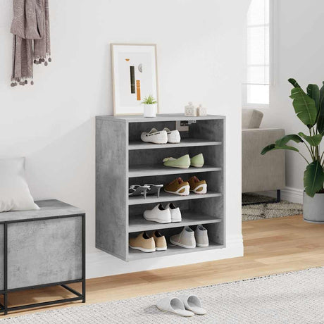 Vidaxl Shoe Cabinet 60x35x70 cm Forarbejdet træ Betongrijs