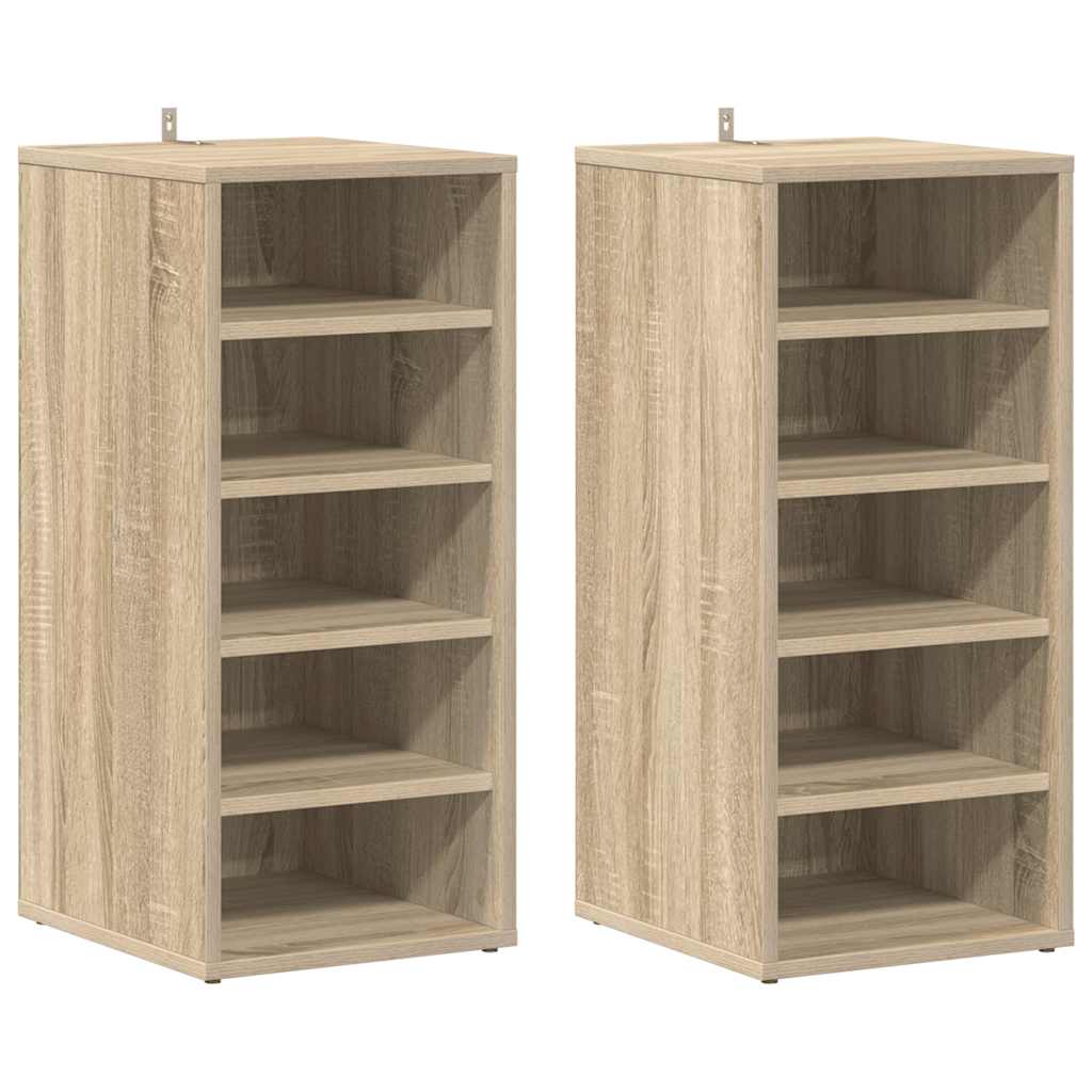 Vidaxl skoskabe 2 stk 31,5x35x70 cm træ sonoma eg Farve
