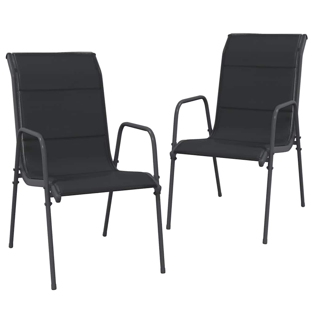 Vidaxl tuinstoelen 2 st staal en textileen zwart