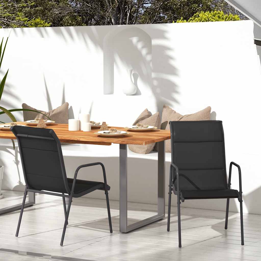 Vidaxl tuinstoelen 2 st staal en textileen zwart