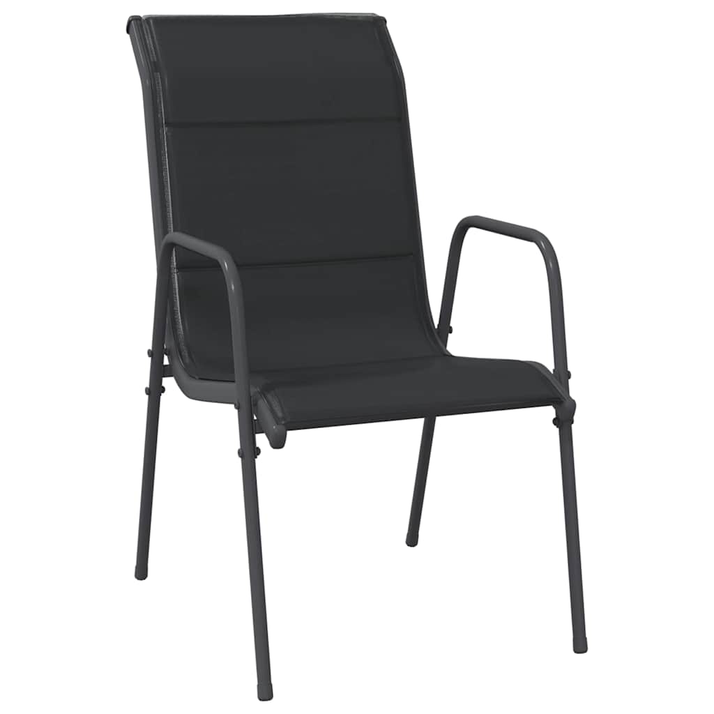 Vidaxl tuinstoelen 6 st staal en textileen zwart