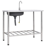 Vidaxl Camping Gutter Single Bowl med rustfrit stålhane
