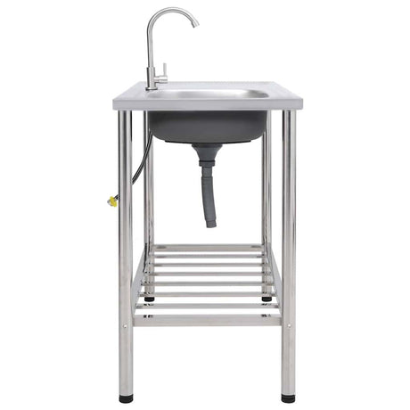 Vidaxl Camping Gutter Single Bowl med rustfrit stålhane