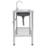 Vidaxl Camping Gutter Single Bowl med rustfrit stålhane