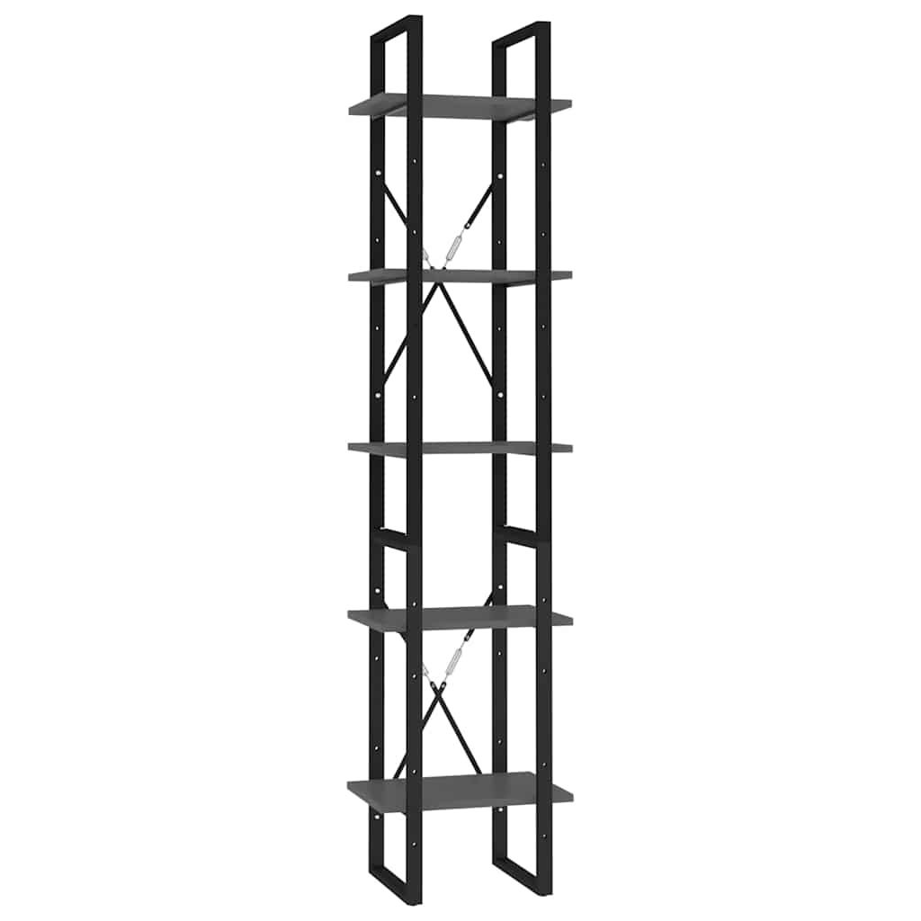 Vidaxl boekenkast met 5 schappen 40x30x175 cm bewerkt hout grijs