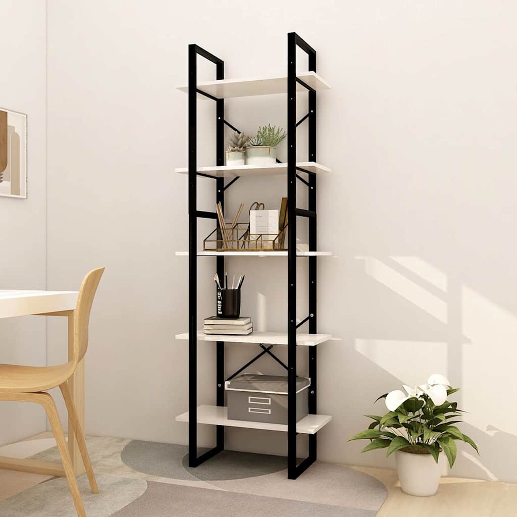 Vidaxl boekenkast met 5 schappen 60x30x175 cm massief grenenhout wit
