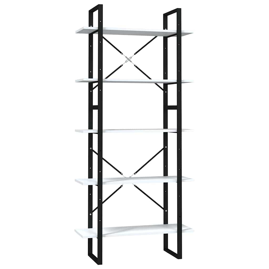 Vidaxl boekenkast met 5 schappen 80x30x175 cm bewerkt hout wit