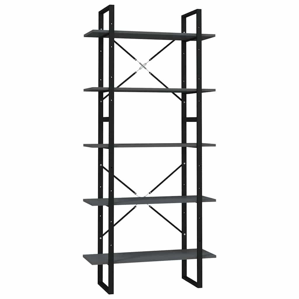 Vidaxl boekenkast met 5 schappen 80x30x175 cm bewerkt hout grijs