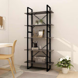 Vidaxl boekenkast met 5 schappen 80x30x175 cm bewerkt hout grijs