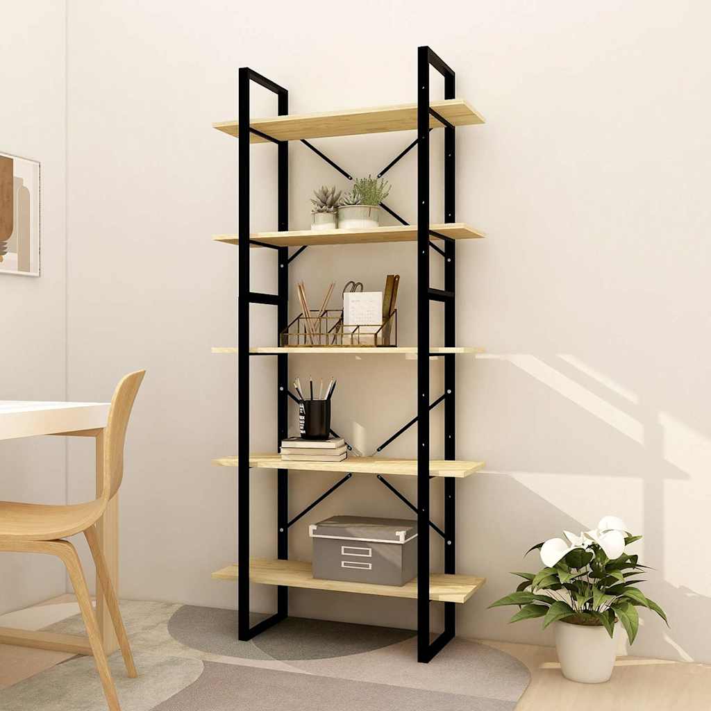 Vidaxl boekenkast met 5 schappen 80x30x175 cm massief grenenhout