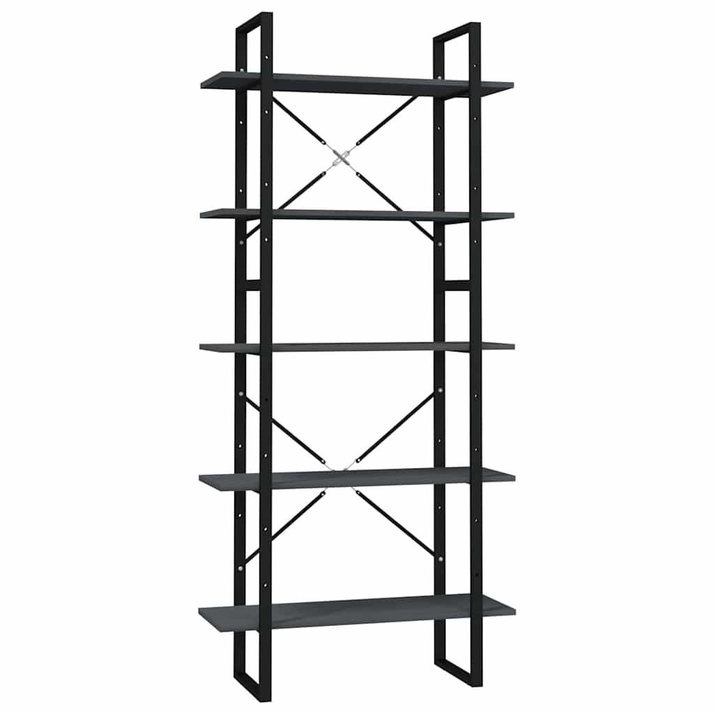 Vidaxl boekenkast met 5 schappen 80x30x175 cm grenenhout grijs