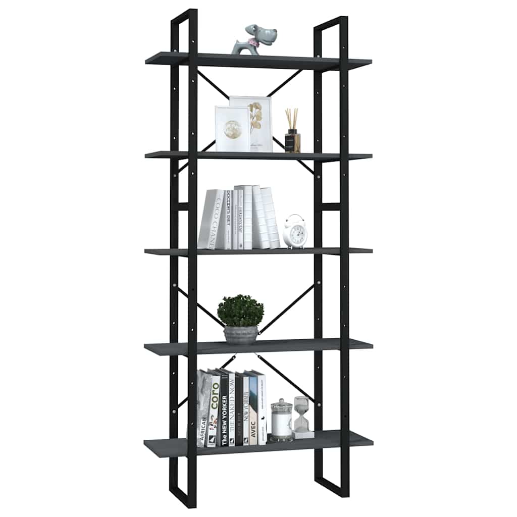Vidaxl boekenkast met 5 schappen 80x30x175 cm grenenhout grijs